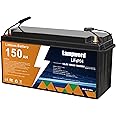 Lampword 150AH Lithium Batteries 12v 4000+ Deep Cycle Lifepo4 Battery for Marine/Rv/Golf cart/Trolling Motor/Power Wheels/UPS 12v Battery, Built-in 150A BMS