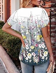 KISSMODA Women's Tunic Tops Casual V Neck Short