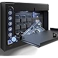 XDeer Wall Gun Safe, Biometric Gun Safes for Pistols, Quick-Access Handgun with Fingerprint & Digital Key Pad, Pistol Safe for Home, Up to 1 Full-size pistol