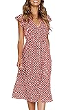 MITILLY Women's Boho Polka Dot Flutter Short Sleeve