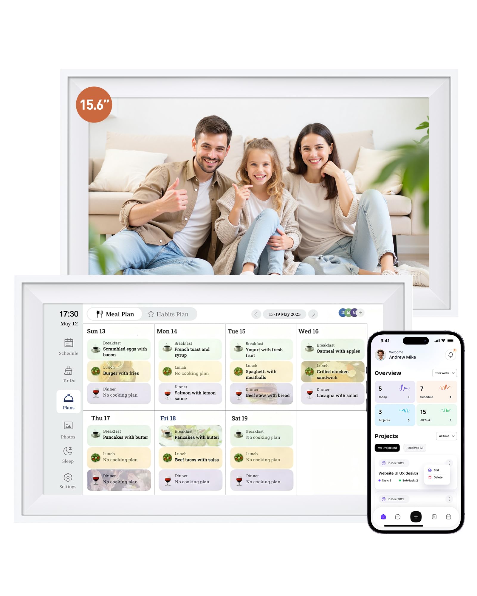 Photo 1 of 15.6 Inches Smart Digital Calendar, Electronic Starlight Calendar Wall Touch Screen, Wall/Desk Mountable, Two-Way Sync with Online Calendars, Family Schedule, Chore & Meal Planner, Photo Display