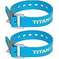 Titan Utility Straps – Easy-to-Use, Reliable Tension Straps for Securing Bike & Moto Gear, Skis, Garden Hoses, Field Repairs – Use in Frigid Temps – 60 lb.Working Load, 14" Length, Ocean Blue, 2-Pack