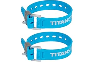 TITANSTRAPS Titan Utility Straps – Easy-to-Use, Reliable Tension Straps for Securing Bike & Moto Gear, Skis, Garden Hoses, Field Repairs – Use in Frigid Temps – 60 lb.Working Load, 14" Length, Ocean Blue, 2-Pack