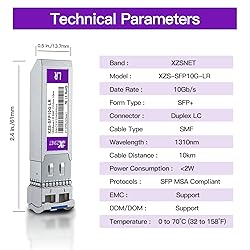 XZSNET 10GBASE-LR SFP+ Transceiver, 10G SFP+ to LC