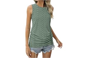 Gcvizuso Tank Top for Women Casual Sleeveless Loose Tie Long High Scoop Neck Shirt Summer Solid Top 2024 Fashion Blouse