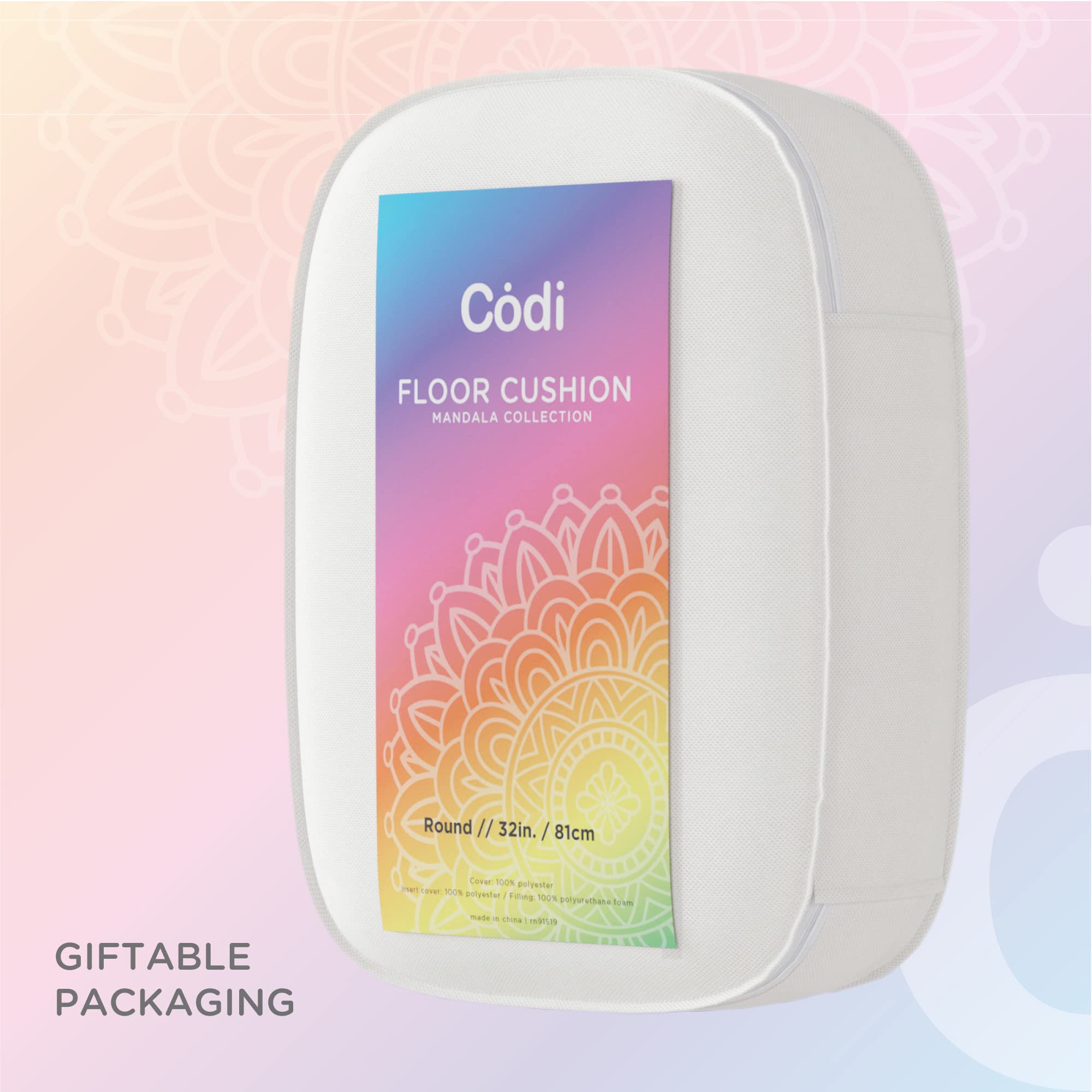 Codi Round Floor Pillow Insert, Large Thick Meditation Cushion, 32 Inch Circular Seating Cushions, Memory Foam Added, Advanced - Image 7