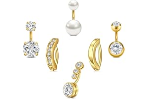 VCMART Short Belly Button Ring Surgical Steel 6mm Bar Small Belly Navel Rings Piercing Jewelry for Women