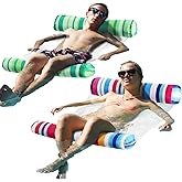 FindUWill 2 Pack Fabric Water Swimming Pool Floats Hammock, XL, Inflatable Multi-Purpose Water Hammocks Floaties (Saddle, Lounge Chair, Hammock, Drifter), Pool Float Lounger for Adults Vacation