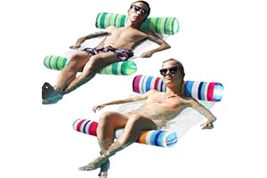 FindUWill 2 Pack Fabric Water Swimming Pool Floats Hammock, XL, Inflatable Multi-Purpose Water Hammocks Floaties (Saddle, Lounge Chair, Hammock, Drifter), Pool Float Lounger for Adults Vacation