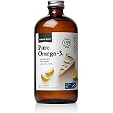 Natural Force Pure Omega 3 - Liquid Fish Oil - Delicious Lemon Cake Flavor - Mercury Free, Wild Caught, Lab Tested - 1,326 mg Triglyceride EPA, DHA, & DPA - 16 Oz Glass Bottle
