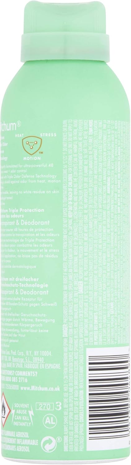 Mitchum Women Triple Odor Defense 48HR Protection Aerosol Deodorant & Anti-Perspirant, Shower Fresh, 200 ml - Image 5