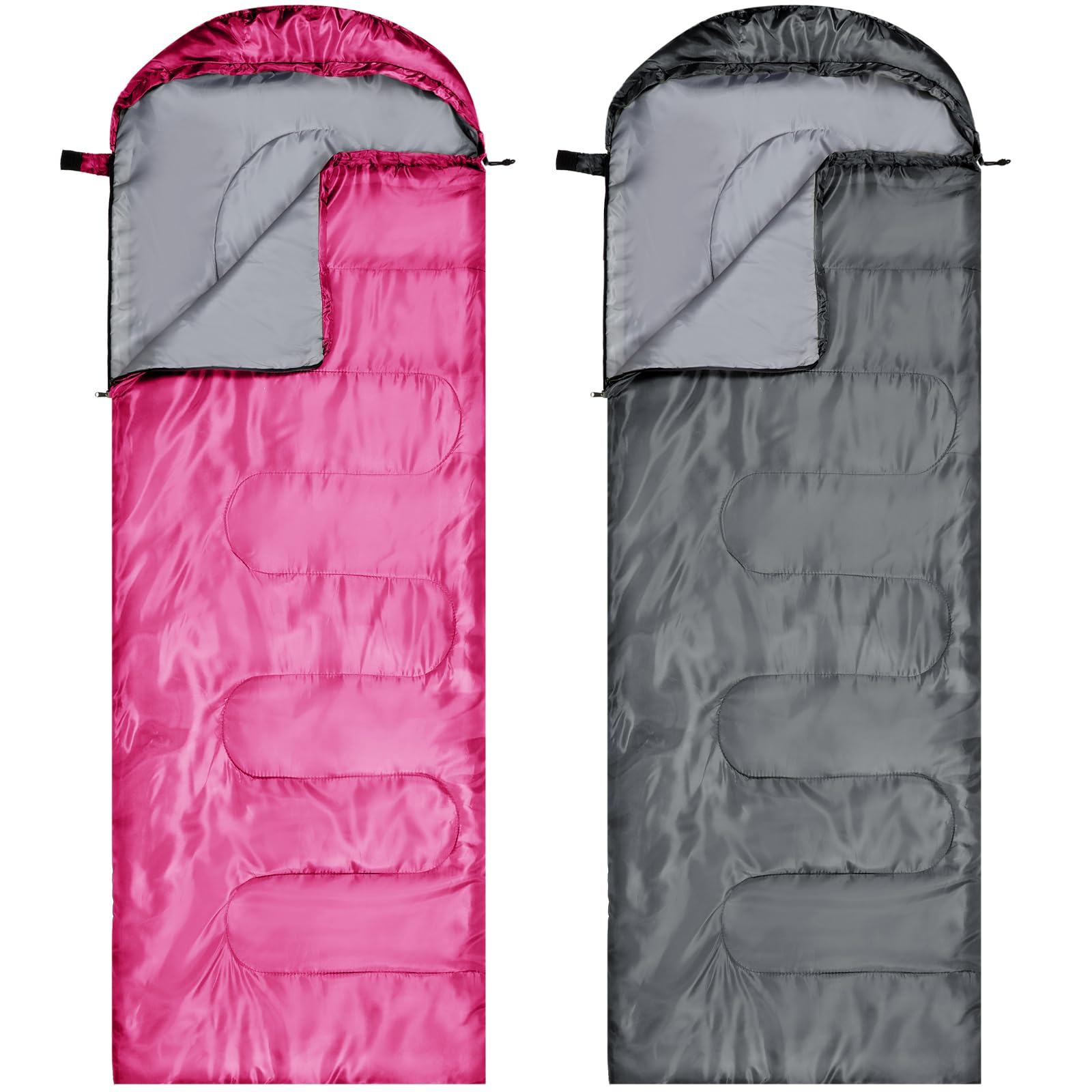 Photo 1 of Tudomro 2 Pcs Camping Sleeping Bag for Adults, Lightweight Waterproof Camping Gear to Keep Warm for Spring Summer Fall Outdoor Backpacking Hiking Travel (Gray,Pink)