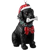 ElectricWise Black Labrador Christmas Ornaments 2025, Lab Retriever Figurine Dog Resin Ornaments for Xmas Tree Decoration, Black Lab Gifts for Men Women Dog Lover