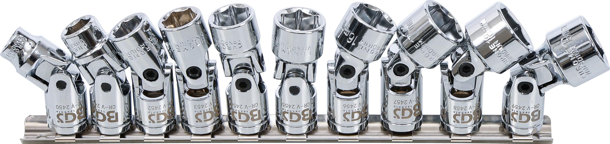 BGS 205 | Universal Joint Socket Set, Hexagon | 10 mm (3/8") Drive | 10 - 19 mm | 10 pcs.