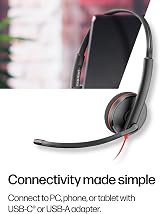 Poly HP Poly Blackwire 3220 Wired Headset USB-C USB-A Adapter Over-Ear view 6