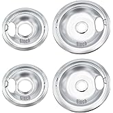 316048413 and 316048414 Stove Burner Drip Pans Compatible with Frigidaire Ken-more Whirl-pool Electric Range, No-Bend Chrome 