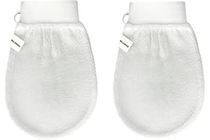 Wildpier Beauty Exfoliating Glove 2 Pack Mitt Body Scrub for Bath Shower Spa Hand Exfoliator Gloves, Dead Skin Cell Remover, Plant Based Deep Exfoliation Scrubber, White