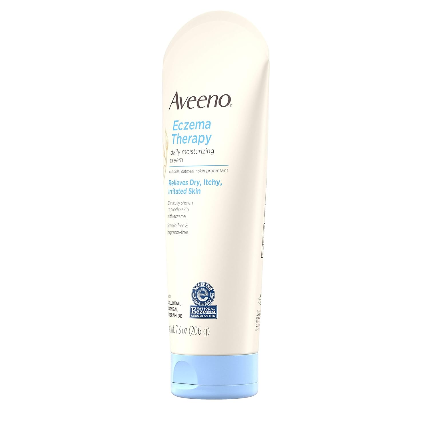 Aveeno Eczema Therapy Daily Moisturizing Cream for Sensitive Skin, Soothing Lotion with Colloidal Oatmeal for Dry, Itchy, and Irritated Skin, Steroid-Free and Fragrance-Free, 7.3 oz: Beauty