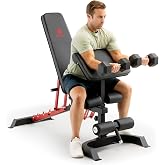 Marcy Adjustable Weight Bench for Home Gym, Heavy-Duty Workout Bench Press with 7-Position Backrest, Incline Decline Flat, Preacher Curl Pad, Leg Anchor, Full Body Strength Training Equipment SB-7799