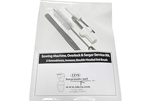IDS INTERNATIONAL DESIGN SUPPLIES Sewing Machine & Overlock Serger Service Kit – 2 Screwdrivers, Tweezers & Double-Headed Lint Brush for Maintenance & Repair