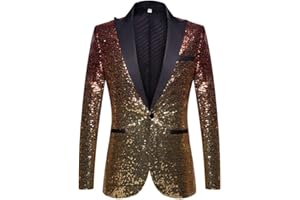 PYJTRL Men Fashion Gradual Change Color Sequins Suit Jacket