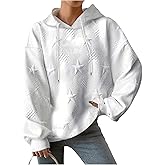 WDIRARA Women's Plus Size Star Hoodie Long Sleeve Hooded Sweatshirt Pullover Tops