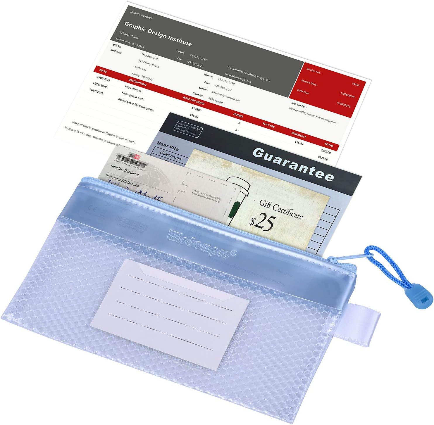 wisdompro Zipper Receipt Holder Folder, 3 Packs Receipt Pouch Bag - Image 4