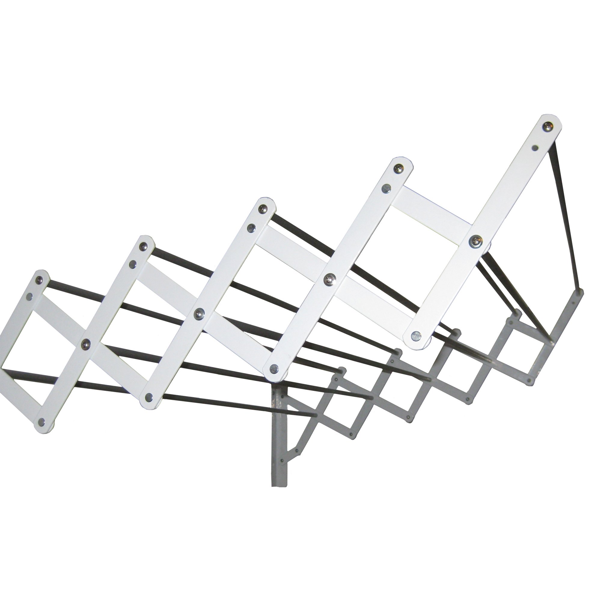 Sauvic Extendable Wall Mounted White Clothes Airer with 10 Aluminium Clothes lines 120 cm