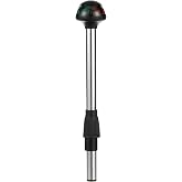 Attwood Pulsar 5090 Series Bi-Color Boat Navigation Pole Light with 2-Pin Mounting Base, 10-Inch, Green &amp; Red, 5092-10-7