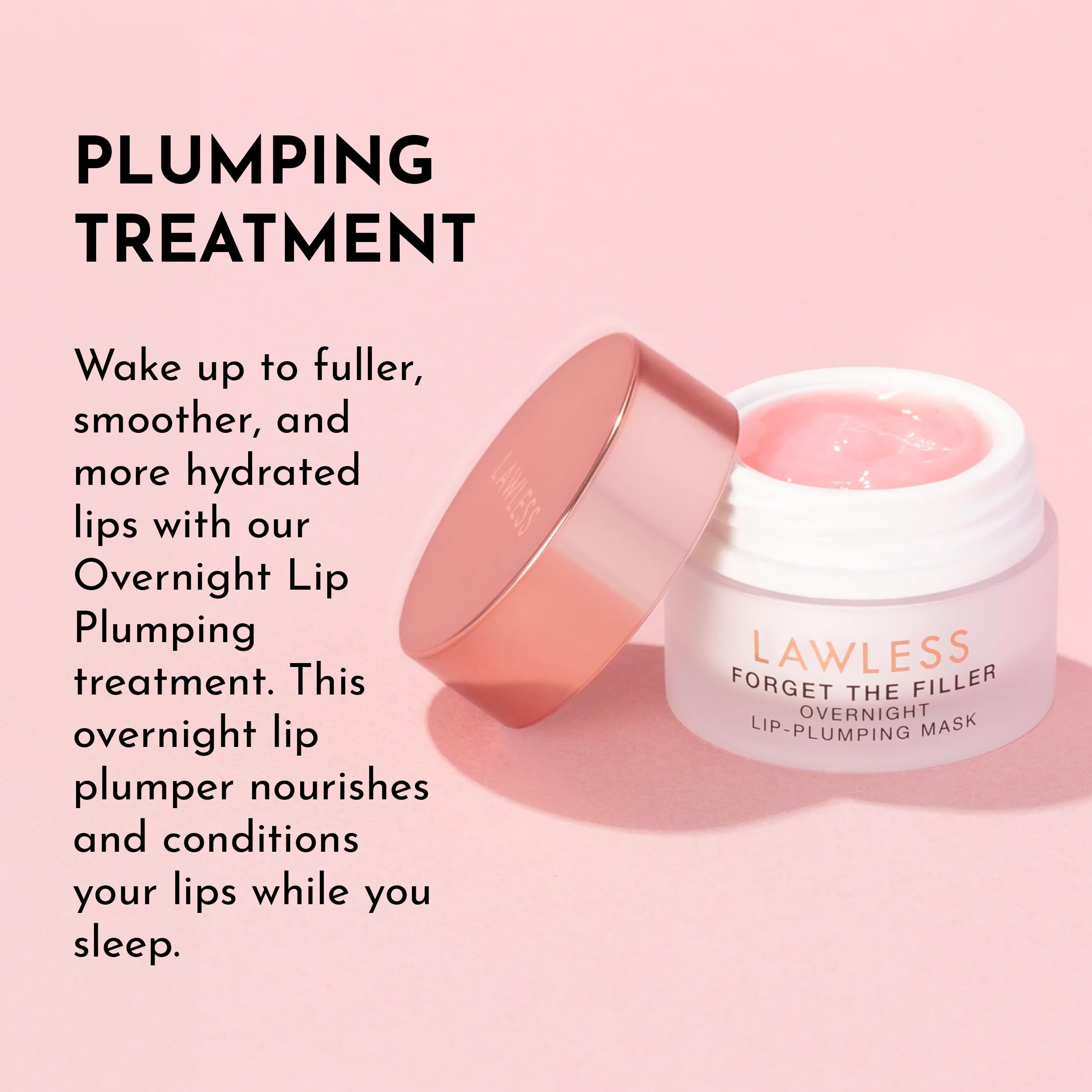 LAWLESS Forget the Filler Lip Mask - Sweet Dreams - Premium Overnight Lip Plumping Treatment with Natural Ingredients Designed to Plump, Hydrate, and Smooth Lips - 0.28 oz