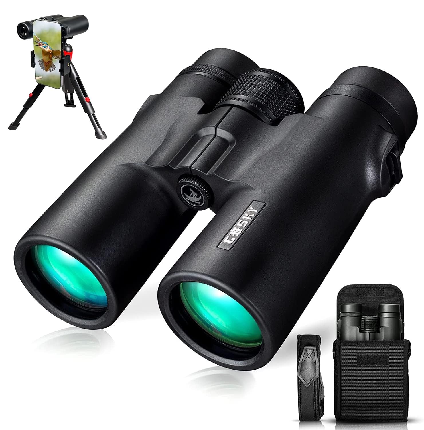 Gosky 10x42 Roof Prism Binoculars for Adults, HD Professional Binoculars for Bird Watching Travel Stargazing Hunting Concerts Sports-BAK4 Prism FMC Lens-with Phone Mount Strap Carrying Bag