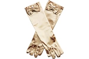 Aslana 11.5" Long Satin Gloves Bowknot for 4-9 yrs Girls Kids Flower Girls Princess Cosplay