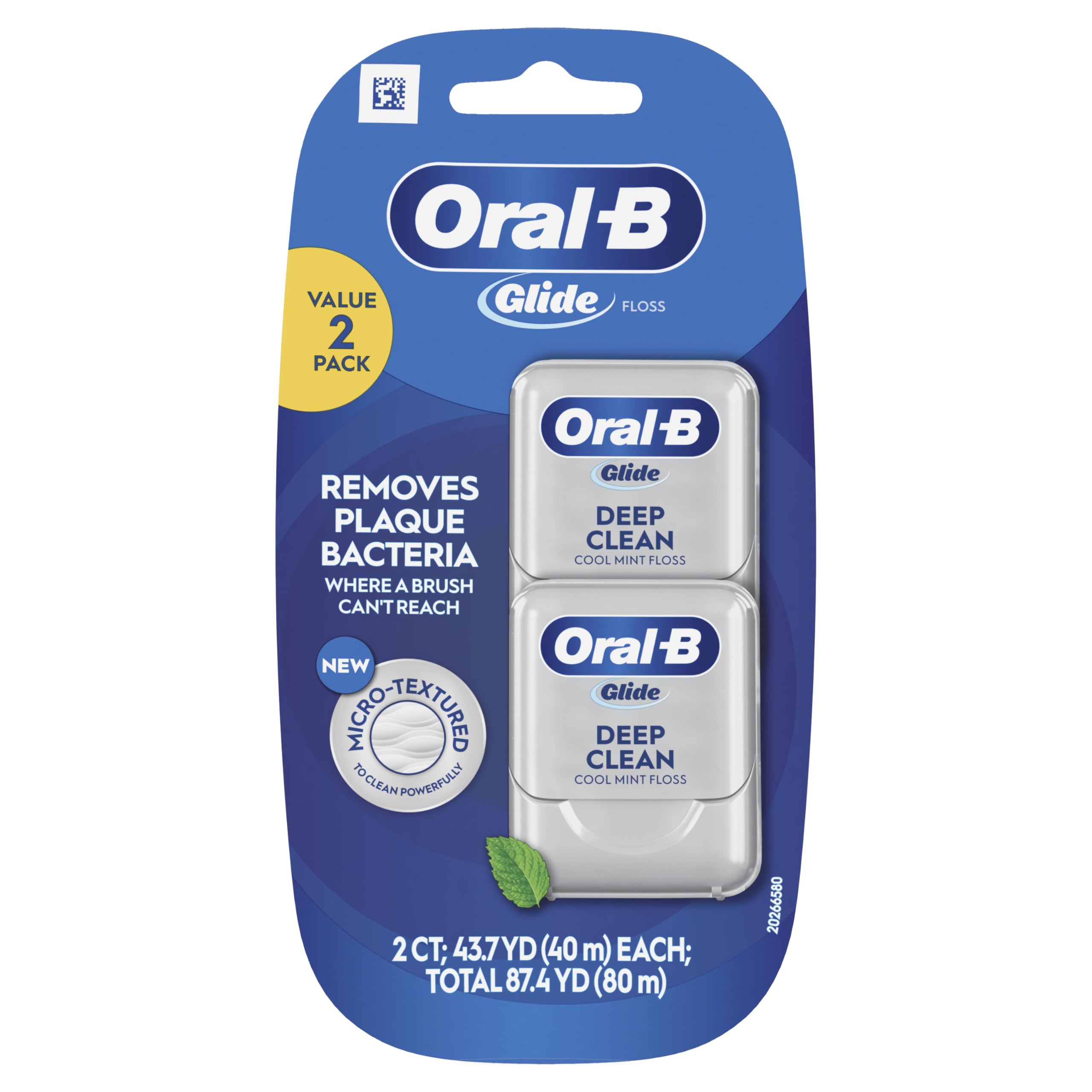 Photo 1 of Oral-B Glide Deep Clean Cool Mint Dental Floss, Value 2 Pack (40m Each)