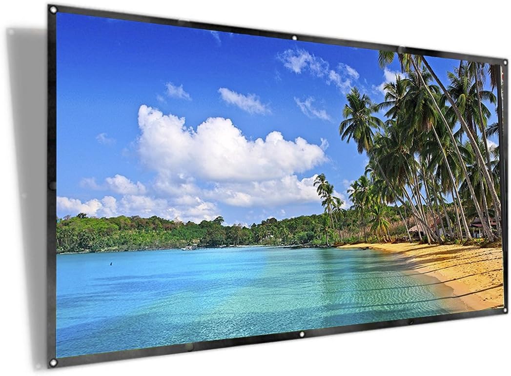 iRunning 120 Inch Projector Screen,16:9 HD Foldable Portable Projection Movies Screen with Wrinkle-Free Design for Indoor and Outdoor Camping Home Theater Support Front and Rear Projection