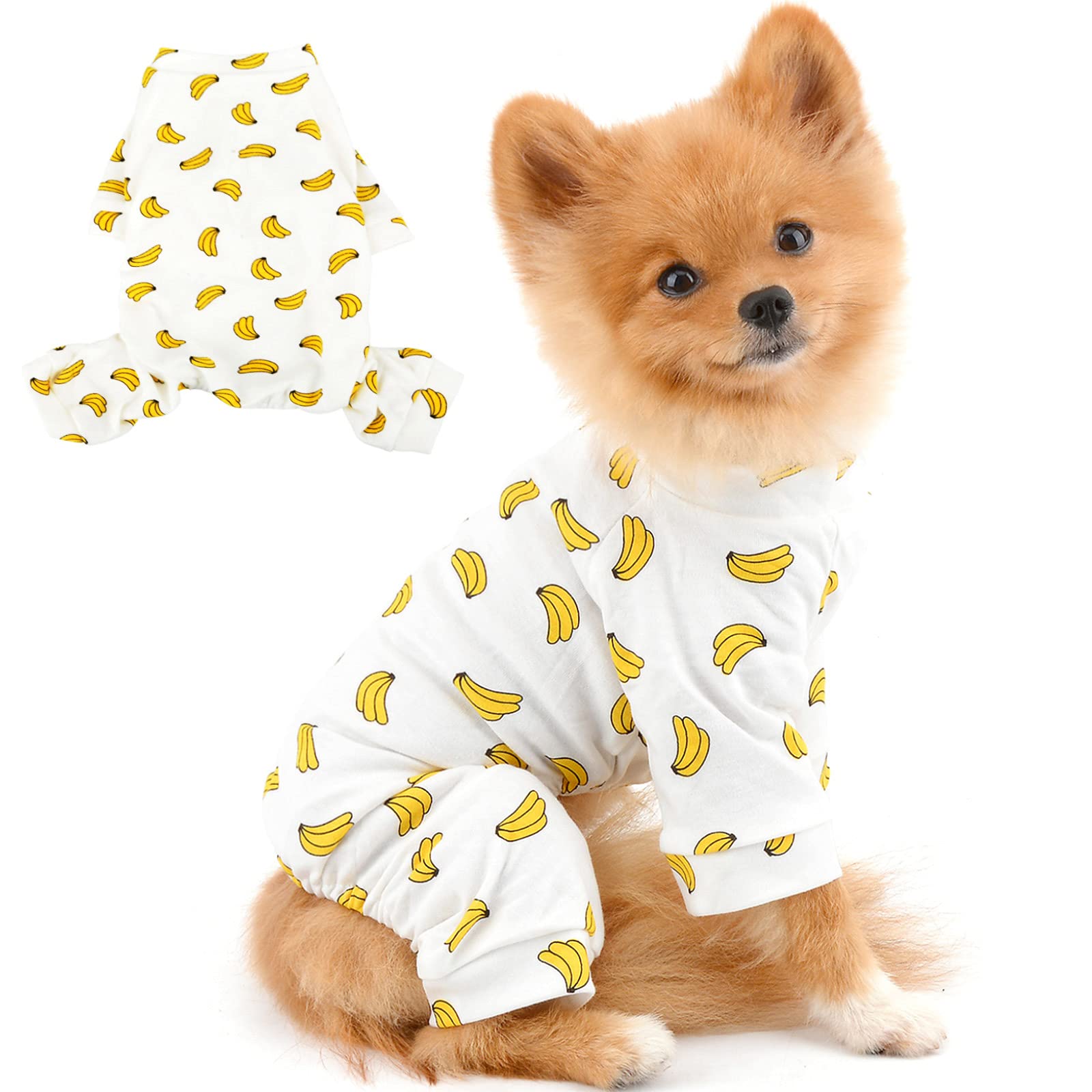 PAIDEFUL Pet Pajamas for Small Dogs Cute Pattern Cotton Pjs 4 Leg Sleepwear Jumpsuit All Season Indoor Clothes for Puppy Chihuahua Yorkie