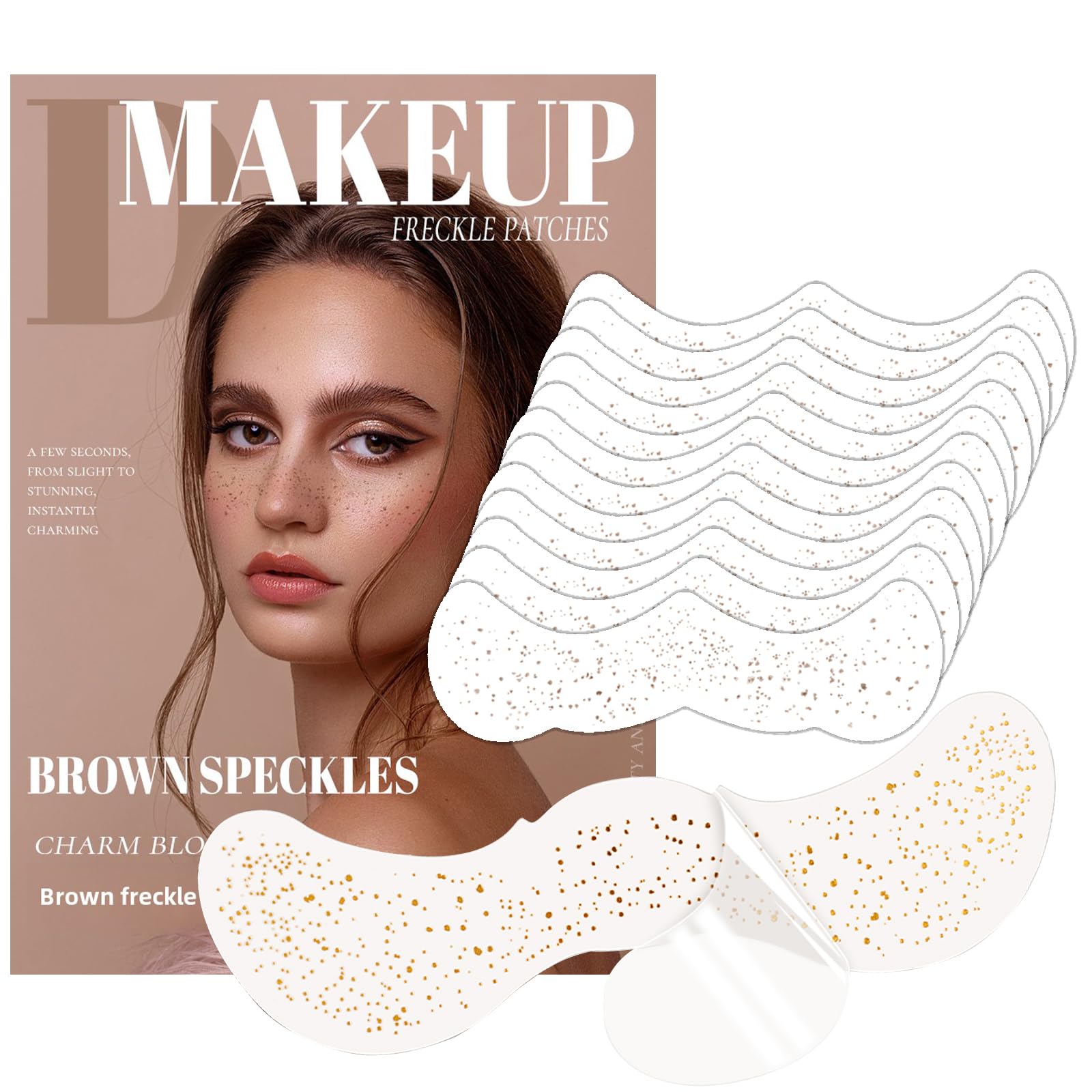 12 Sheets Brown Freckles Face Tattoo, Face Speckles Patches, Temporary Face Freckles For Women Festival Makeup Rave Accessories (Style 1)