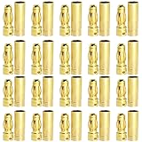 Yiqigou 20 Pairs Gold-Plated 4mm 4.0mm Male Female