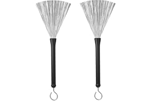 FDCLIXUVOL 1 Pair Drum Brushes, Retractable Wire Drum and Percussion Brushes with Rubber Handles Drums Sticks Brush for Cajon Jazz Acoustic Rock