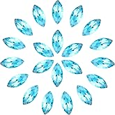 MECCANIXITY 30 Pcs Horse Eye Shape Rhinestones, 7 x 15 mm Point Back Rhinestone Beads for Jewelry Making Crafts Costume Crystal Embellishments, Shiny Lake Blue