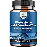 Water Away Herbal Diuretic Pills High Strength - Fluid Retention Supplement with Dandelion Leaf Extract & Green Tea for Bloat