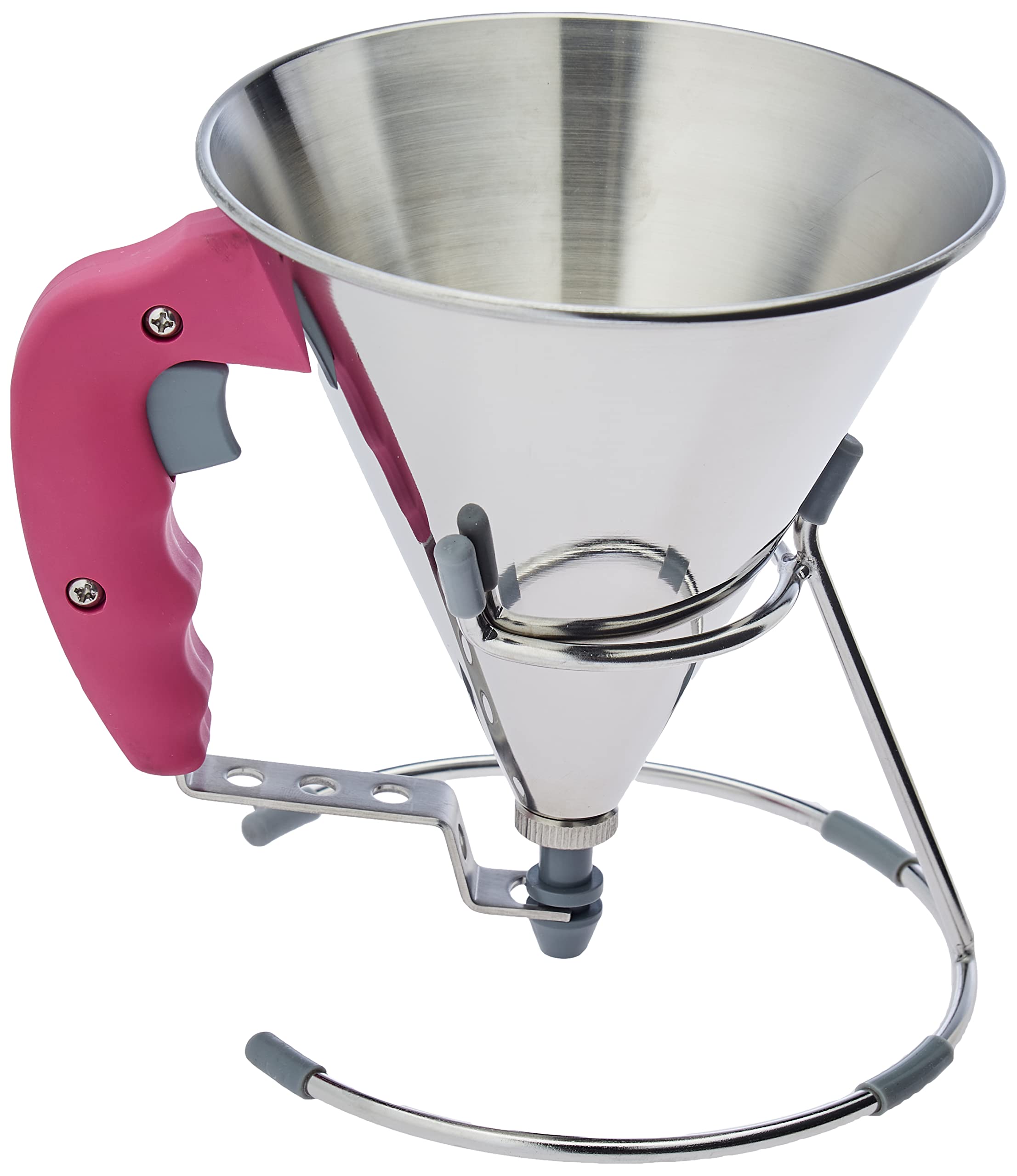 De Buyer Kwik Stainless Steel Mini Piston Funnel, 0.8 litres, Fuchsia