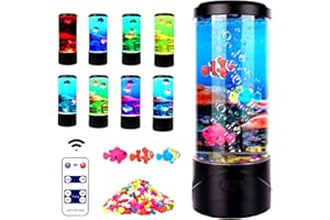 Toycol Bubble Fish Lamp Ocean Sensory,8 Color Changing LED Fish Night Light,Mini Fish Aquarium Tank Table Mood Lamps for Adults Kids Home Office Decor Gifts (Bubble Fish lamp