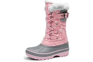 DREAM PAIRS Boys Girls Snow Boots Water-Resistant Outdoor Warm Cozy Anti-Slip Mid Calf Faux Fur Lining Insulated Winter Shoes for Little/Big Kids