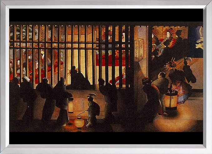 Amazon Co Jp Ledで輝く名画 葛飾応為作 吉原格子先之図 アルミフレームa4サイズ Fsmga4 72 ホビー 通販