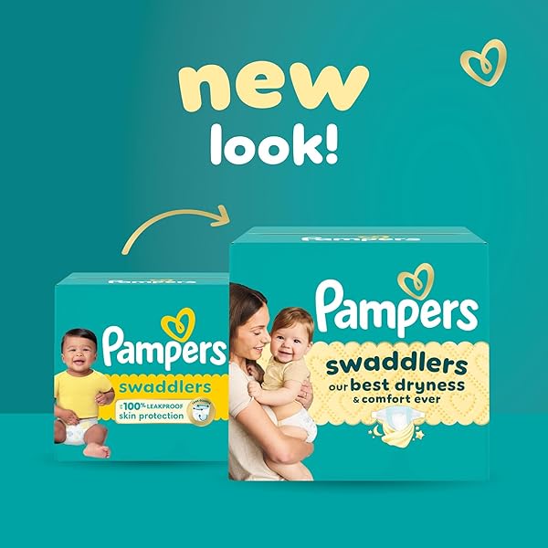 PAMPERS SWADDLERS DIAPERS, SIZE 1 (8-14 LBS), 32 COUNT, ABSORBENT, KEEPS BABY DRY AND COMFORTABLE, SKIN SAFE DISPOSABLE BABY DIAPER (PACKAGING MAY VARY)