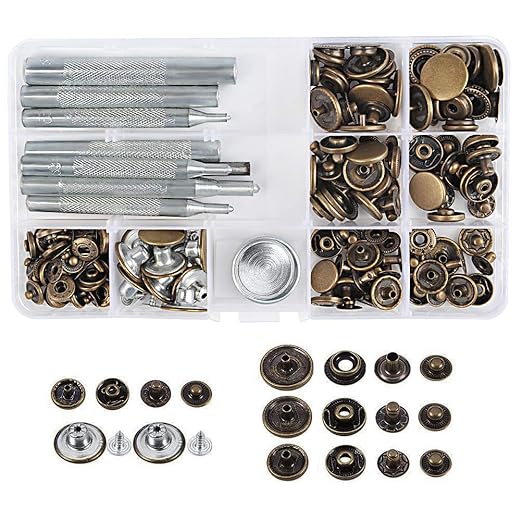 WOWOSS 50 Set Metall Druckknöpfe Druckknopf mit 9 STL.Befestigungswerkzeuge,Druckknöpfe für Leder Jeans Metall Snaps Knöpfe m