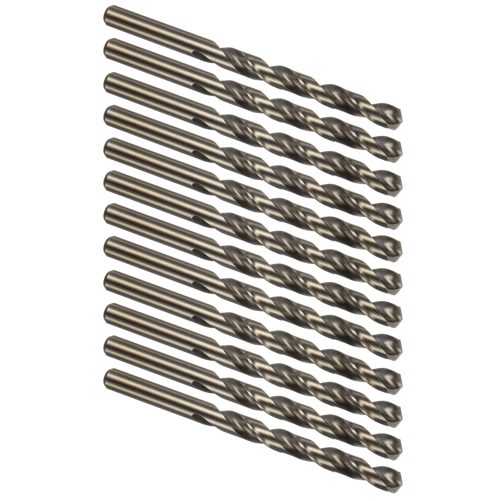 Kozelo 12PCS Twist Drill Bit - [19/64"] M35 High-Speed Steel Cobalt Round Shank Jobber Bit Set Dark Gold for Metal Wood Plastic Steel Use, 70mm/2.76" Blade Length — image 1