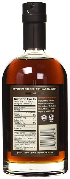 CROWN MAPLE ORGANIC MEDIUM AMBER GRADE A MAPLE SYRUP, 750 ML