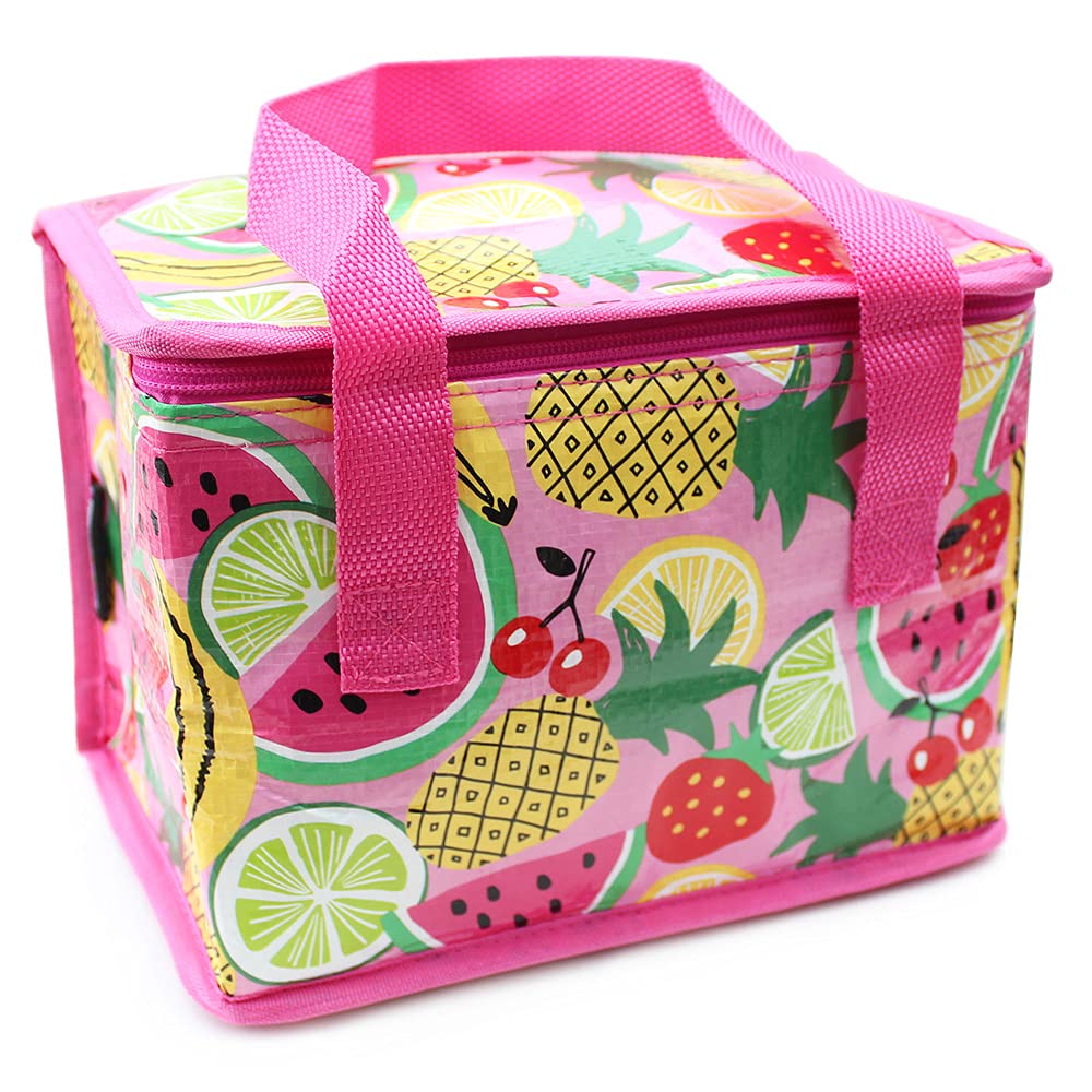 Fashion Stationery Lunch Bag Insulated Cooler Kids Adults Folding Reusable Pack Lunch Bags for Girls Boys Kids Picnic Bag (Pink)