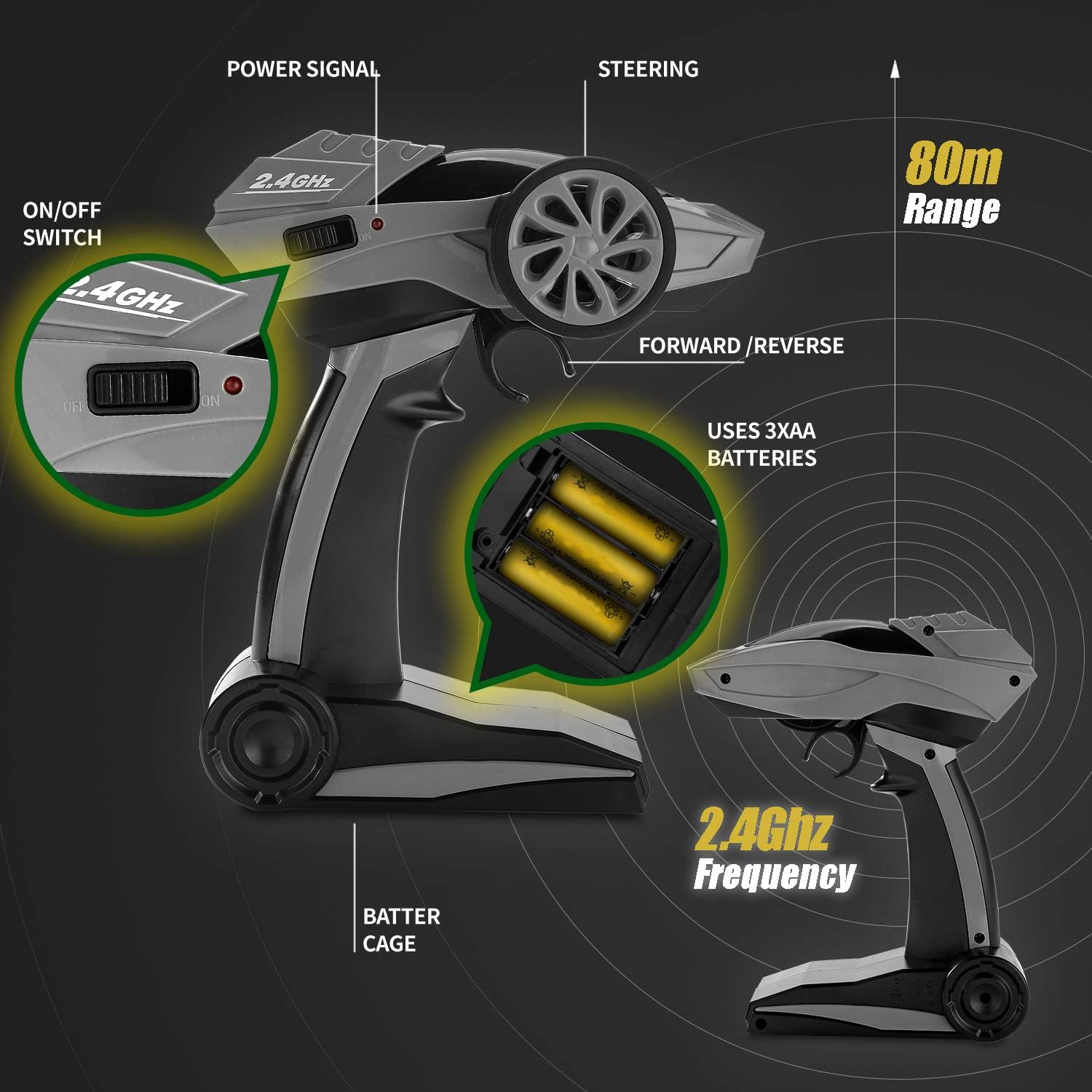 BEZGAR 12 Toy Grade 1:12 Scale Remote Control Crawler, 4WD High Speed 15 Km/h All Terrains Electric Toy Off Road RC Monster Vehicle Truck Car with Rechargeable Batteries for Boys Kids Teens and Adults: Toys & Games
